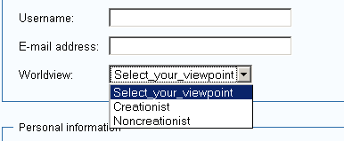 Wybór światopoglądu na kreacjonistycznej Wiki